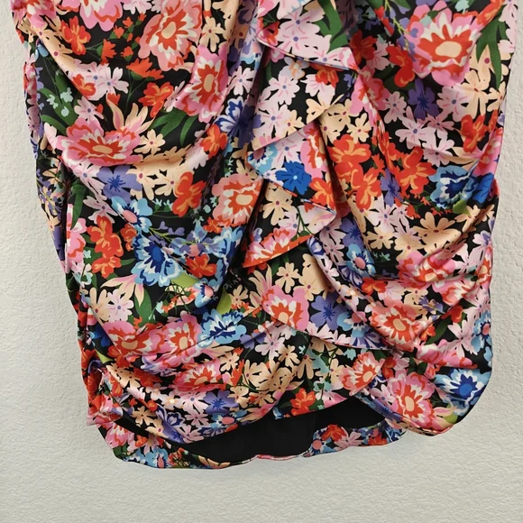 for Love & Lemons Bouquet Floral Deep V-neck Ruffle Puff Sleeve Mini Dress Sz M - Picture 8 of 16